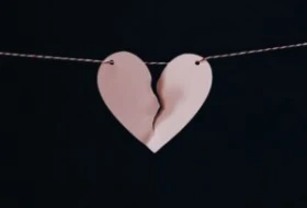 pink heart necklace broken in two pieces