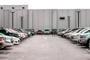 cars parked in a crowded parking lot