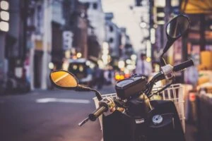 first-person view of driving a motorcycle