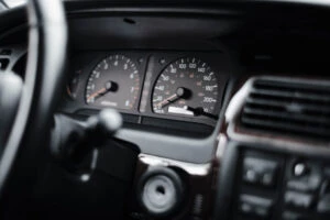 Car dashboard and speedometer