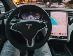 Tesla steering wheel and GPS system