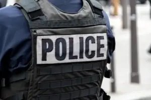 close-up on police vest