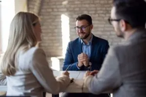 lawyer addressing clients