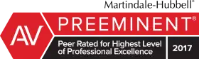 AV Pre-eminent Peer Rated For Highest Level of Professional Excellence Badge 2017
