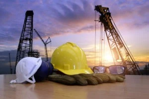 construction equipment placed at a construction site