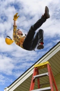 man falling off a ladder