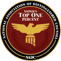 National Association of Distinguished Counsel Nation's Top One Percent badge