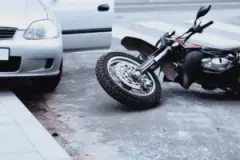 A motorcycle after an accident. Review what you should do immediately after a motorcycle accident right now.