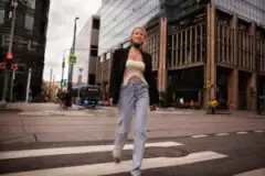 female pedestrian in crosswalk