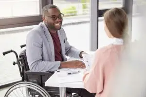 disabled man receives medical evaluation