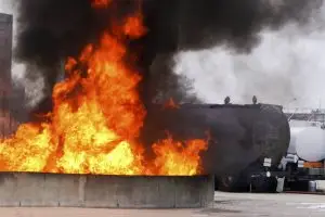 fuel truck on fire