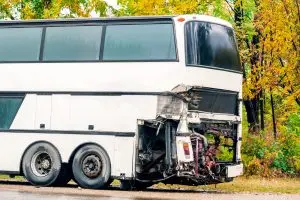 bus with a smashed front end