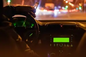 drunk driver on road at night