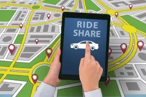 rideshare app on a tablet