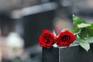 roses on a tombstone