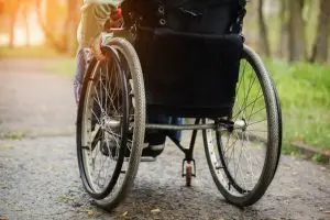close-up on wheelchair