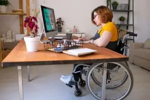 office worker in wheelchair