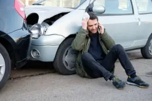 man calling for help after rear-end crash