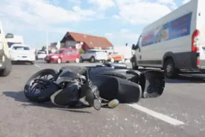 motorcycle crash on a sunny day