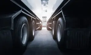 close-up on freight truck wheels