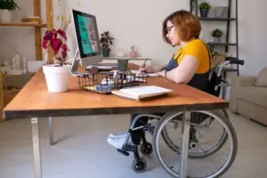 young disabled woman in wheelchair
