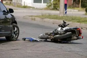 crash with motorcycle on the road