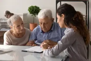 lawyer meeting with elderly clients