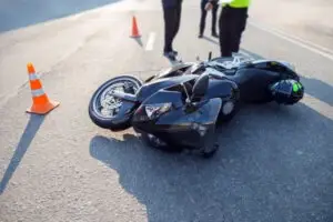 A high-side motorcycle crash.