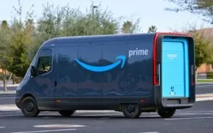 extended Amazon van on the road