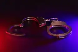 handcuffs with red and blue lights