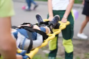 child on a stretcher