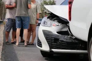 white cars in a rear-end crash