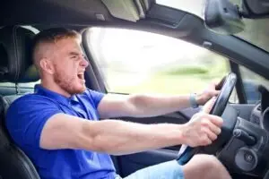 man driving angry