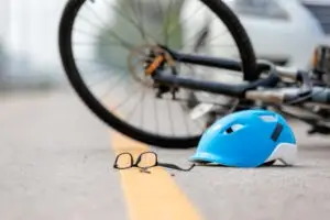 bike with helmet on the ground