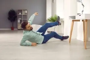 man falling at work