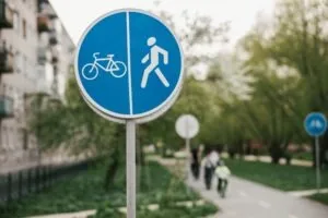 road sign for bikers and walkers
