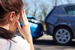 woman in shock after a car crash