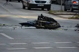 Crashed motorcycle on the road