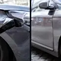 smashed grey car