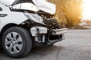 smashed-up white car