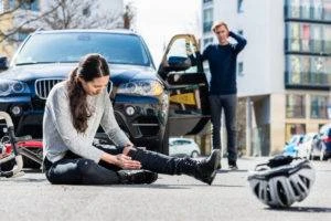 a woman with an injury after a wreck