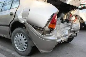 A car with rear-end damage