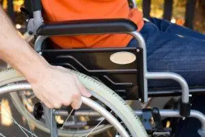 close-up of a guy in a wheelchair