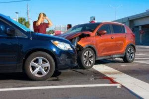 Man reacting to a head-on collision