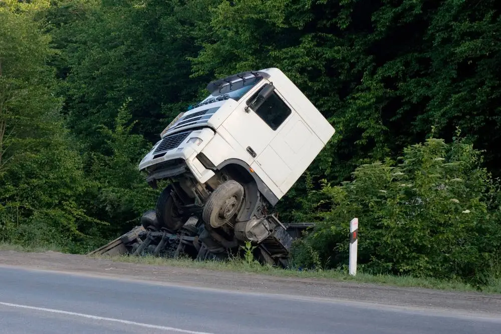 a truck that slid off the road
