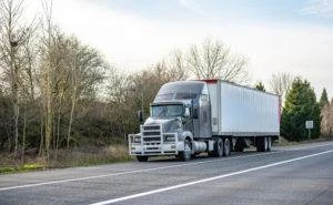 18-wheeler parked on highway shoulder