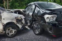 two cars badly damaged after accident