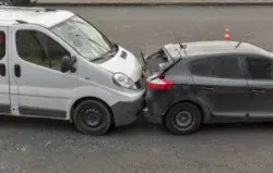 two cars involved in rear-end collision