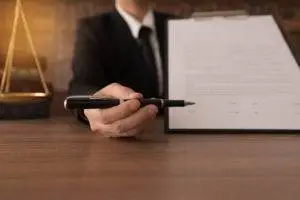business person with pen making contract offer