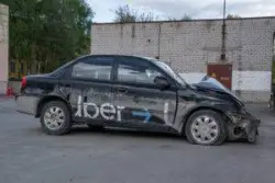 an uber car after an accident